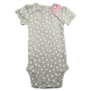 Gray and White Polka Dot Short Sleeve Onesie